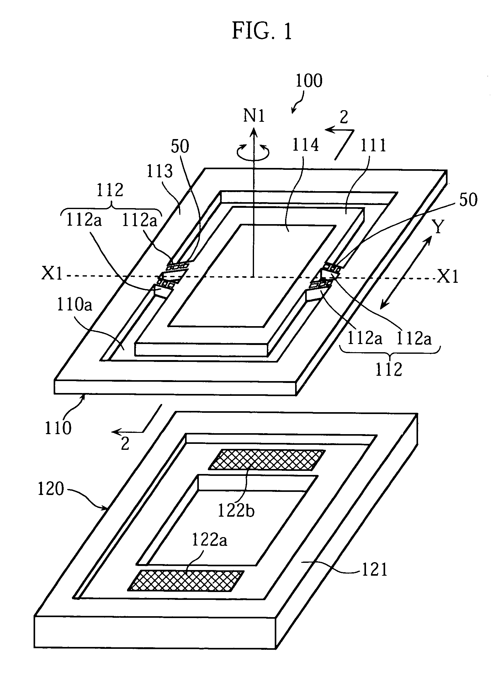 Micro-oscillating element provided with torsion bar