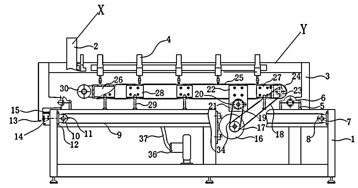 Double-bridge automatic glass cutting machine capable of cleaning glass in conveying process