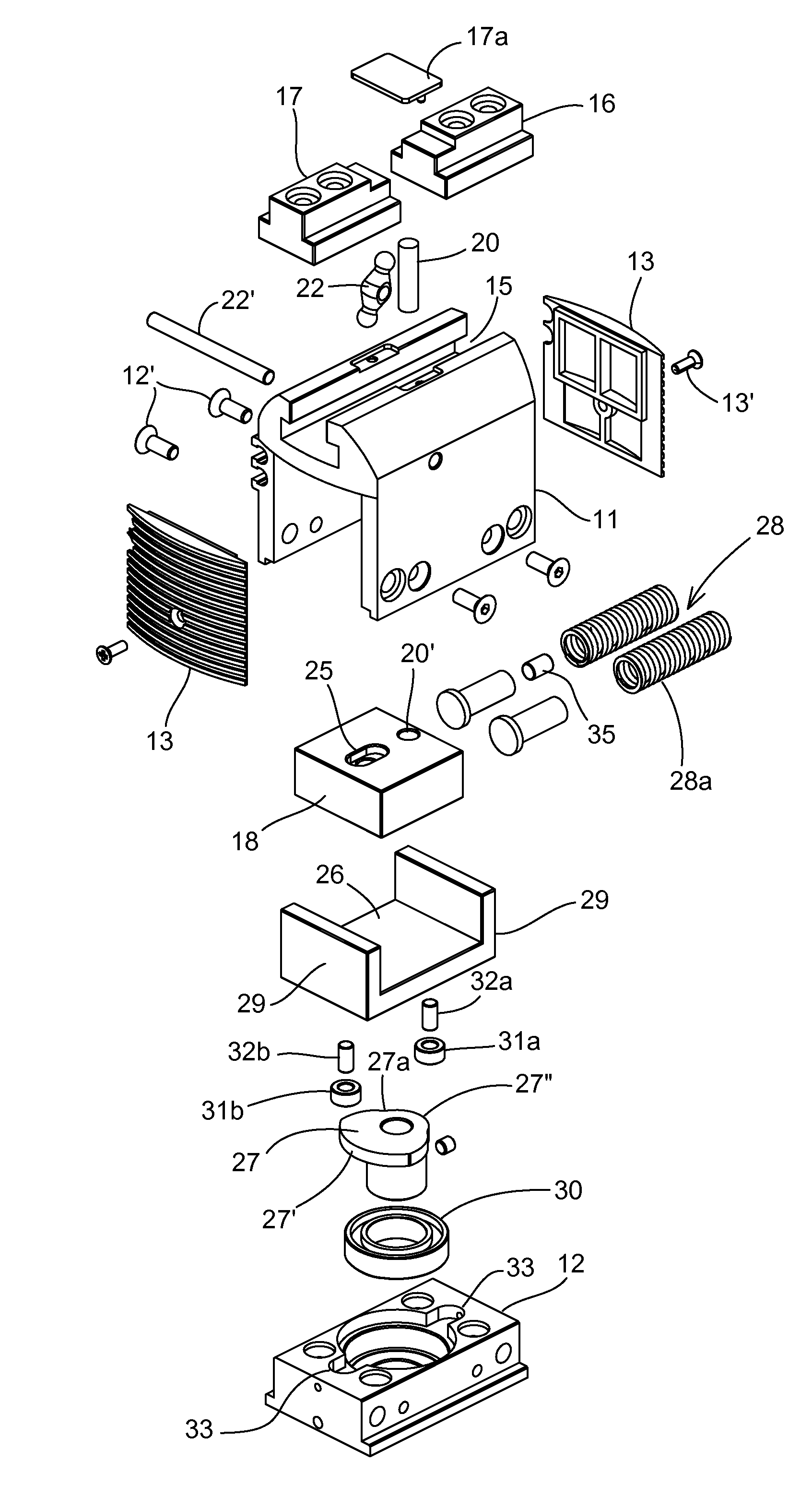 Device for operating a gripping or movement tool starting from an electric actuator