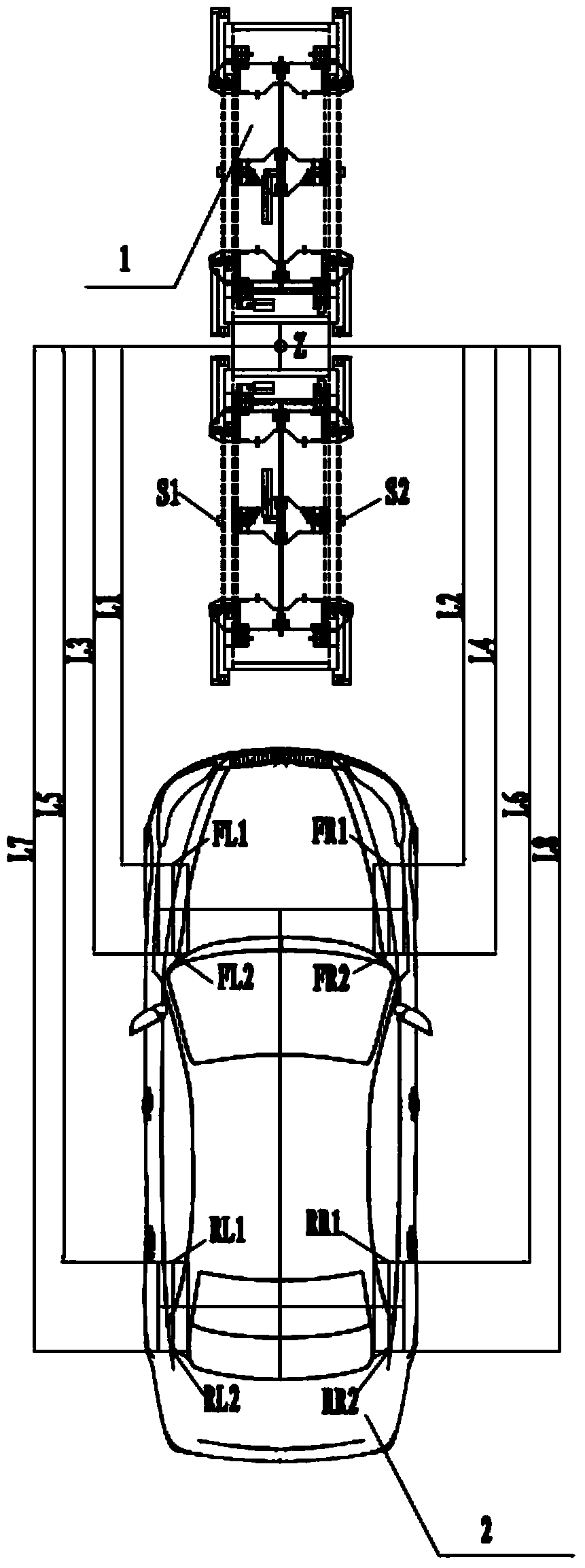 Device and method for measuring wheel base under vehicle stationary state