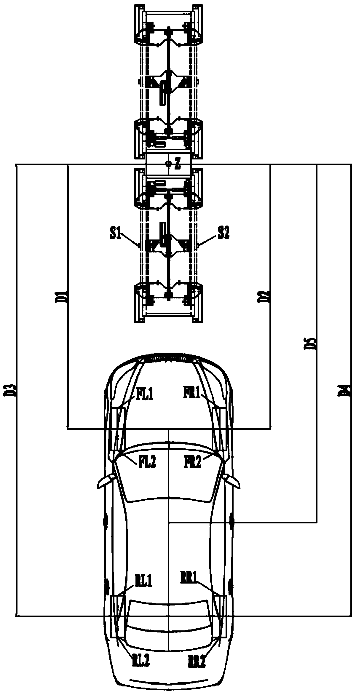 Device and method for measuring wheel base under vehicle stationary state
