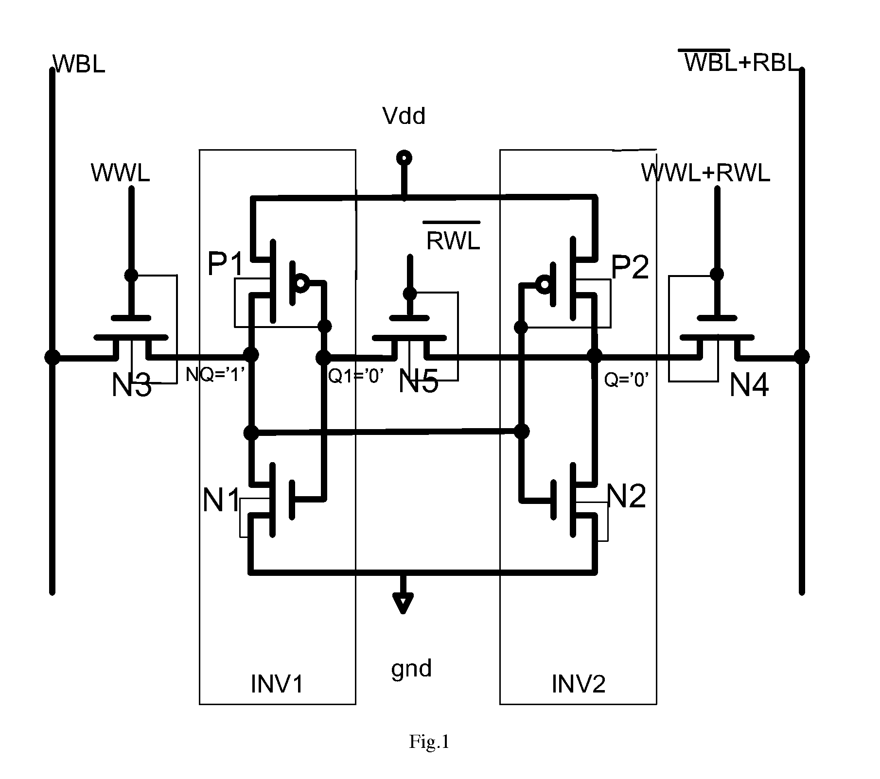 Sub-threshold memory cell circuit with high density and high robustness