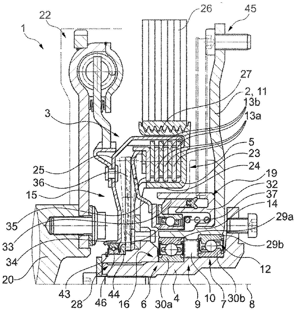 Hybrid module with integrated sensor device, and hybrid powertrain comprising a hybrid module