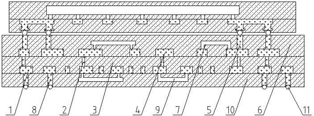 Bidirectional integrated embedded-type POP packaging structure and manufacturing method thereof