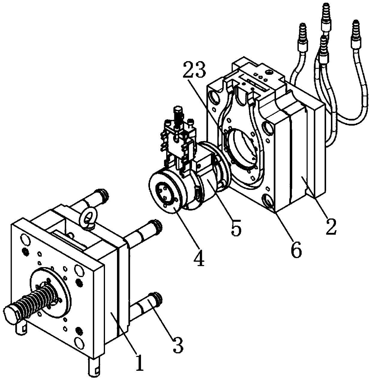 Extrusion forming device for injection mold and work method thereof