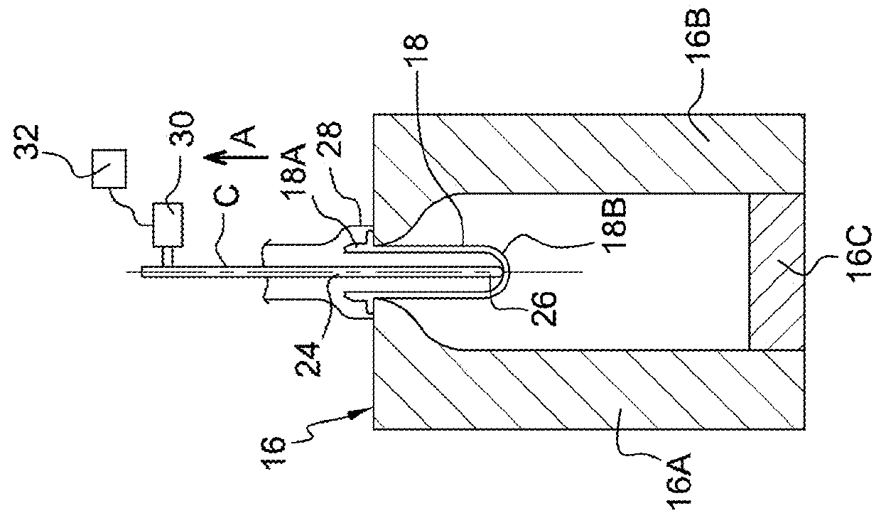 Method for automatic adjustment of the travel of a stretching rod of a device for forming hollow bodies