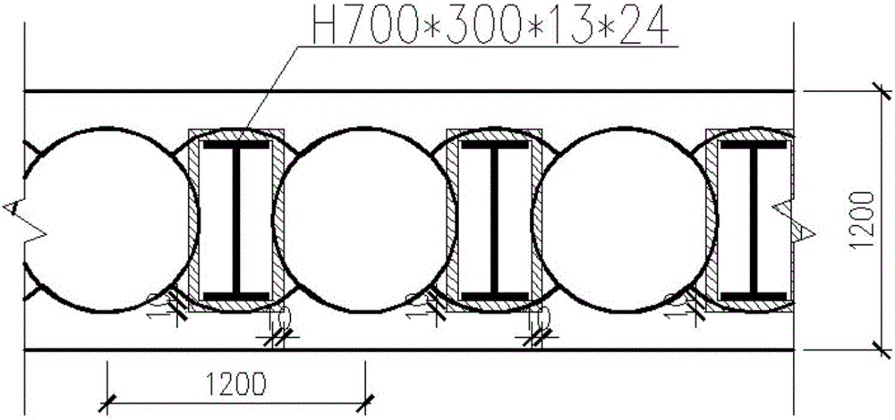 Top ring beam structure for SMW piles and construction method thereof