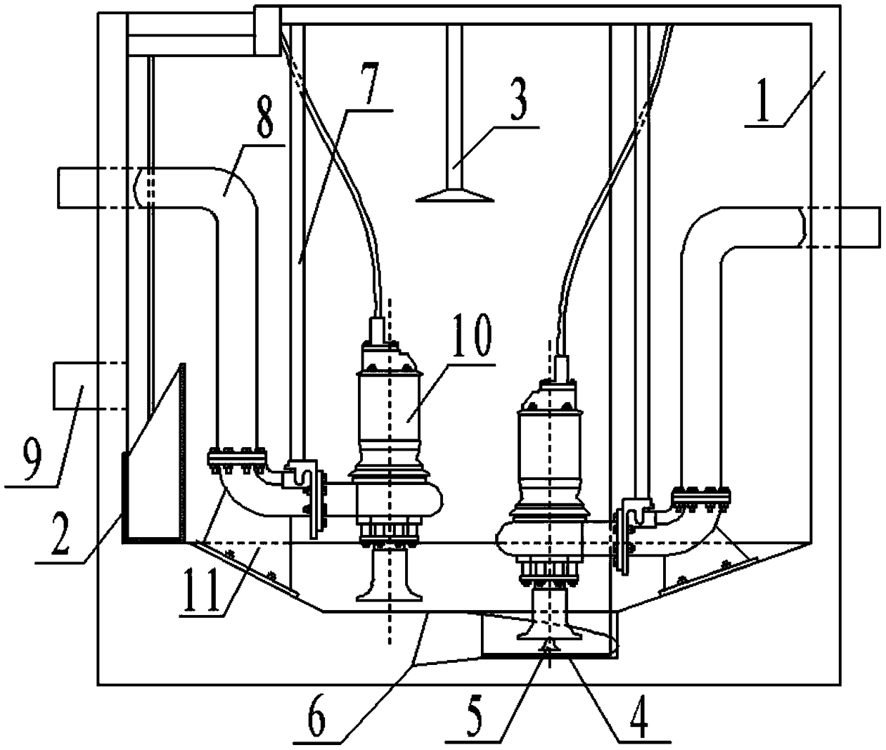 Self-cleaning integrated pump station