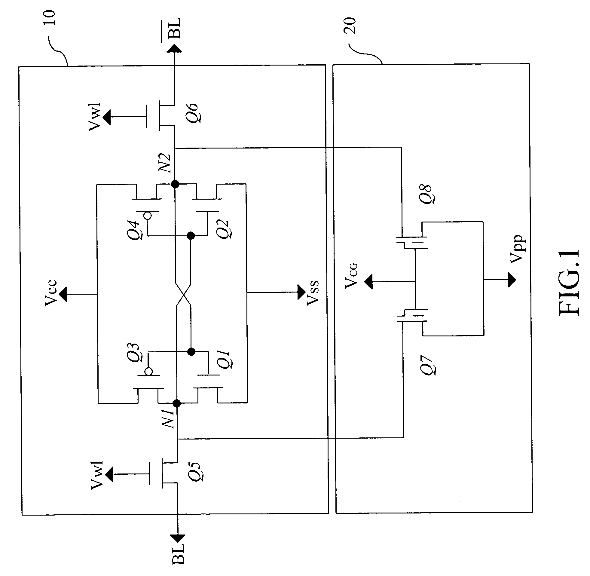 Non-volatile SRAM cell having split-gate transistors