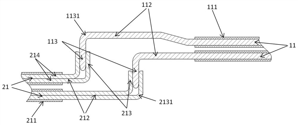 Flat-belt type connecting mechanism, electric energy transmission device and motor vehicle