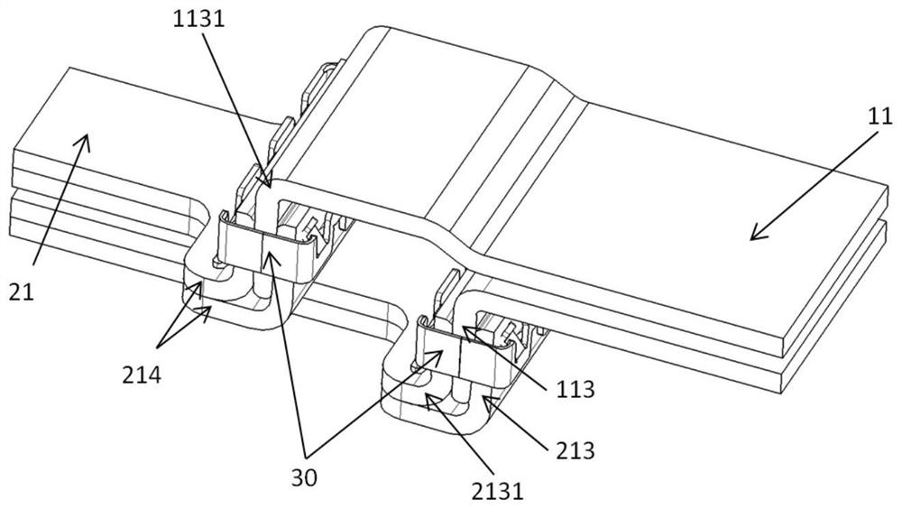 Flat-belt type connecting mechanism, electric energy transmission device and motor vehicle