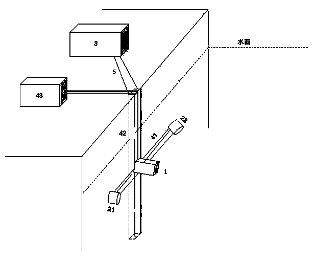 Detecting system and detection method for overall dimension of underwater part of ship