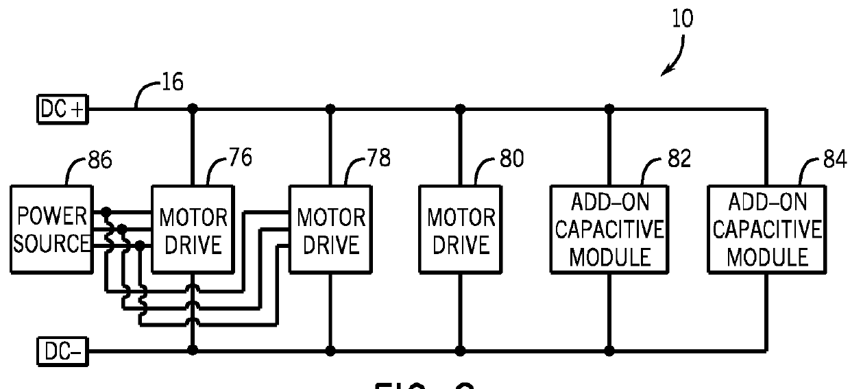 Motor drive add-on pre-charge capacitive module and method