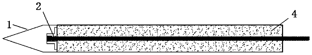 Prefabricated prestress anchor rod with guide device and construction method