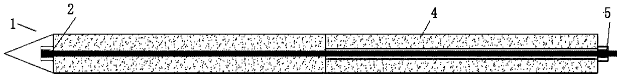 Prefabricated prestress anchor rod with guide device and construction method