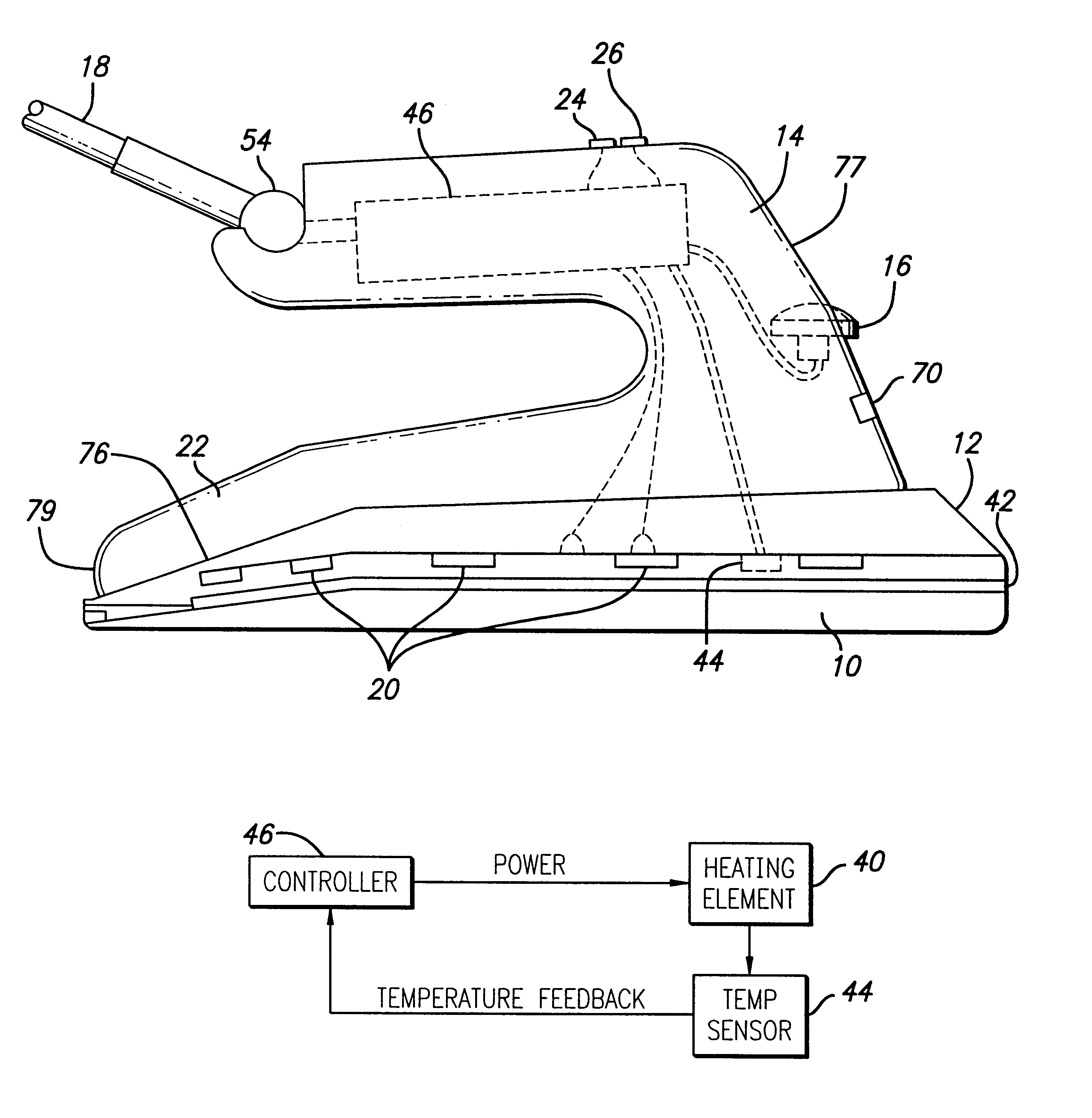 Carpet seaming iron with electronic temperature control