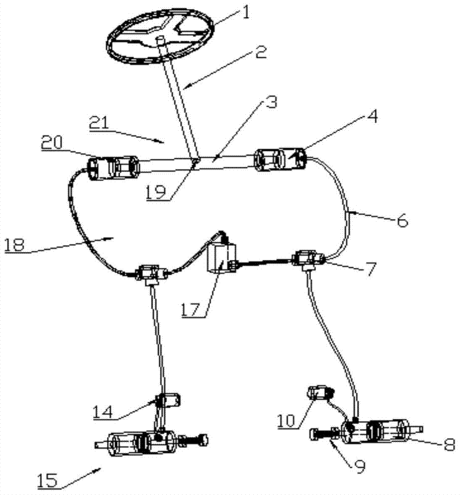 A hydraulic steering system with independent control of the front wheels of automobiles with redundant functions