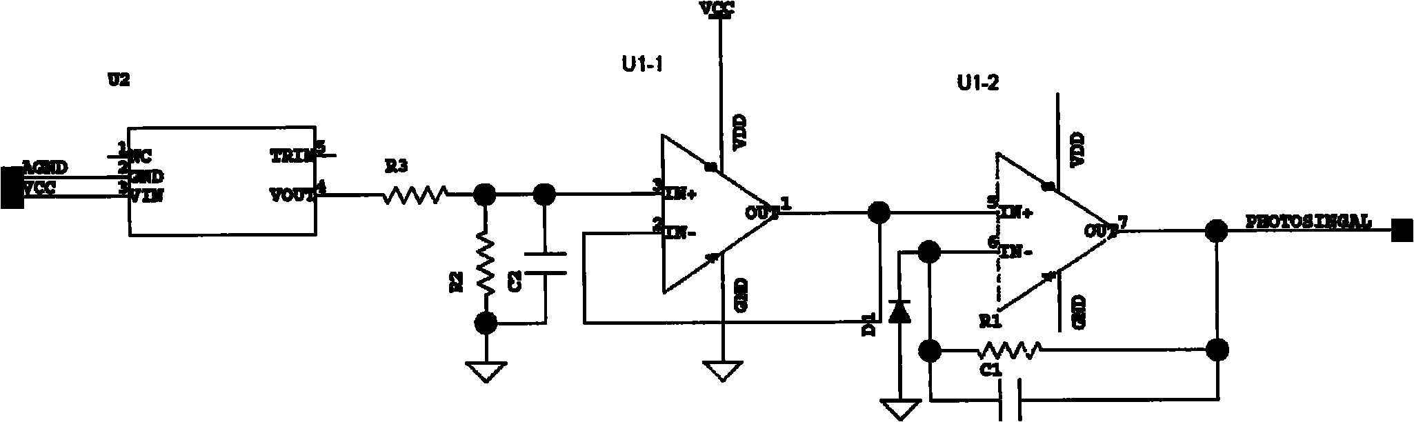 Photoelectric signal preconditioning amplifying circuit of auto iris for digital gastrointestinal machine