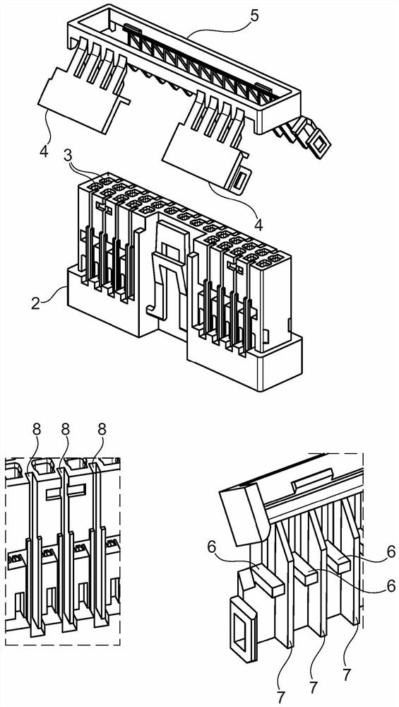 Plug-in connector with improved protection against high-voltage flashovers