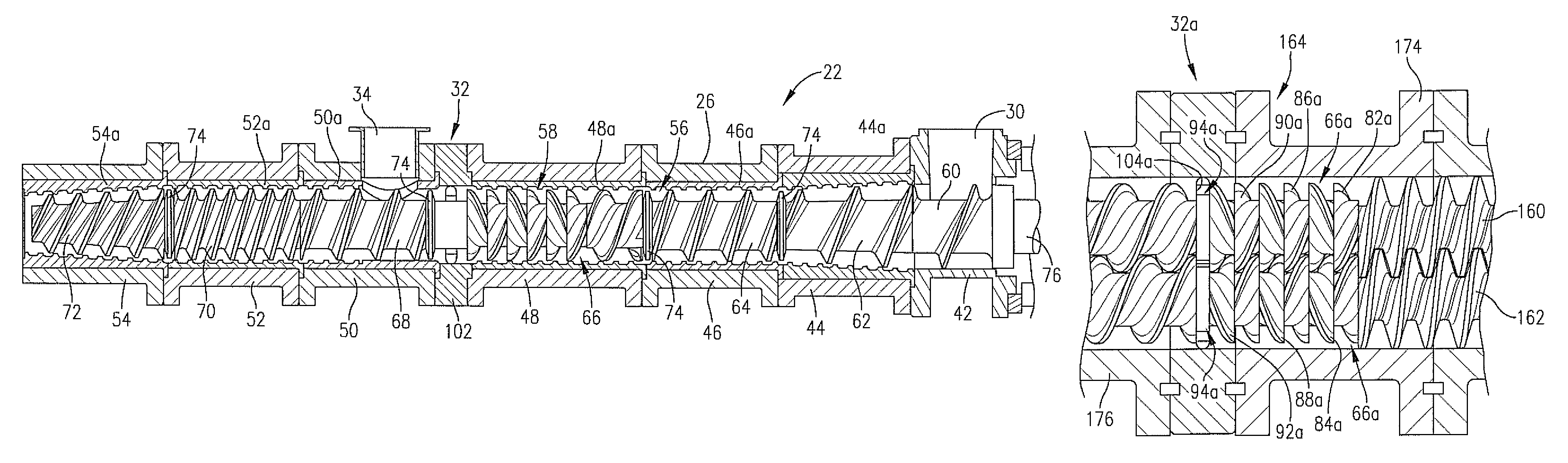 Extruder having variable mid-barrel restriction and adjacent high intensity mixing assembly