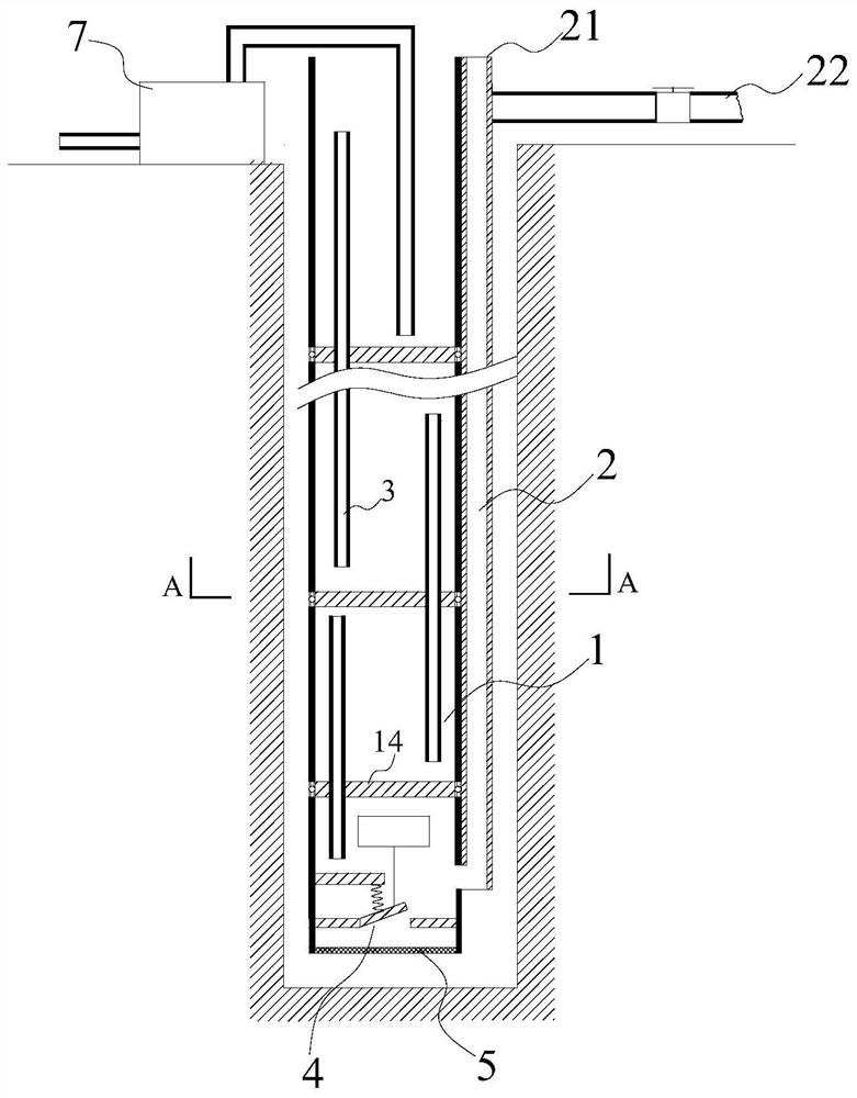 A multi-cavity segmented downward gas drainage borehole drainage device and method