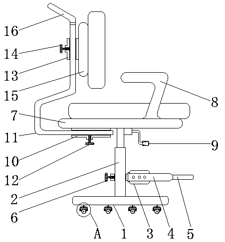Chair leg with height adjustable pedal and learning chair