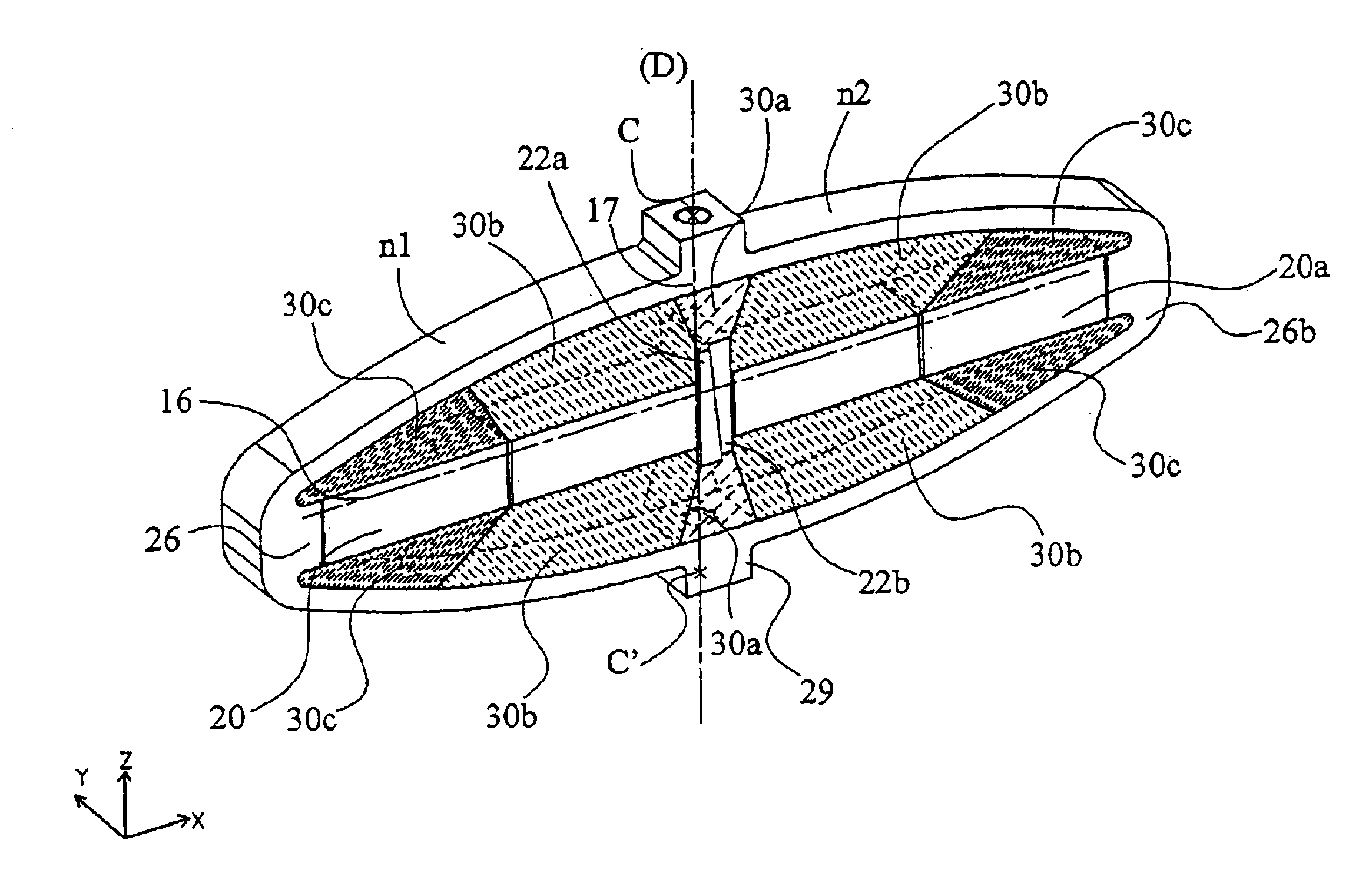 Piezoactive actuator with dampened amplified movement