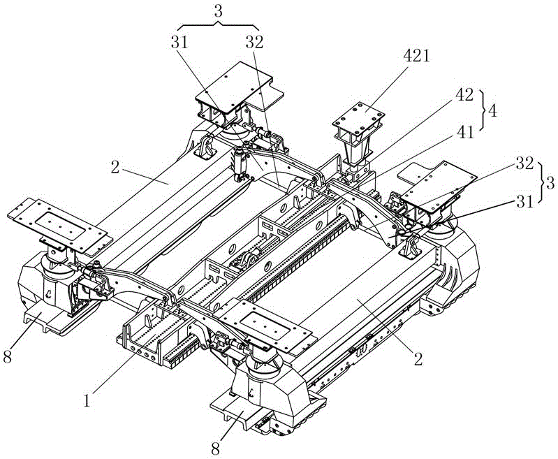 Framework-free type levitation chassis with traction linear motor arranged in center and magnetically levitated train