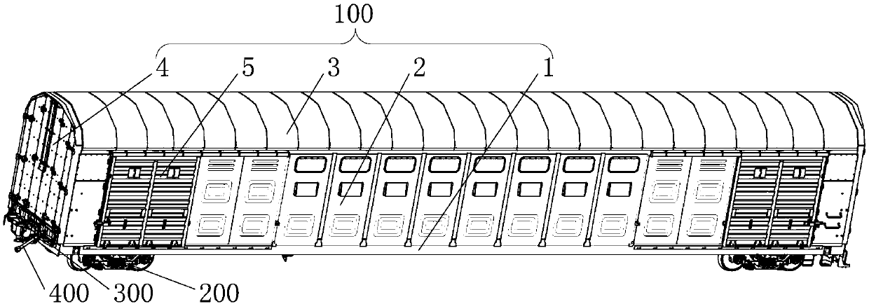 A dual-purpose transport vehicle body for railway transport of automobiles and general cargo