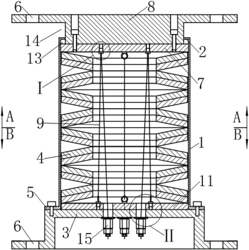 Disc spring shock absorber with adjustable initial rigidity