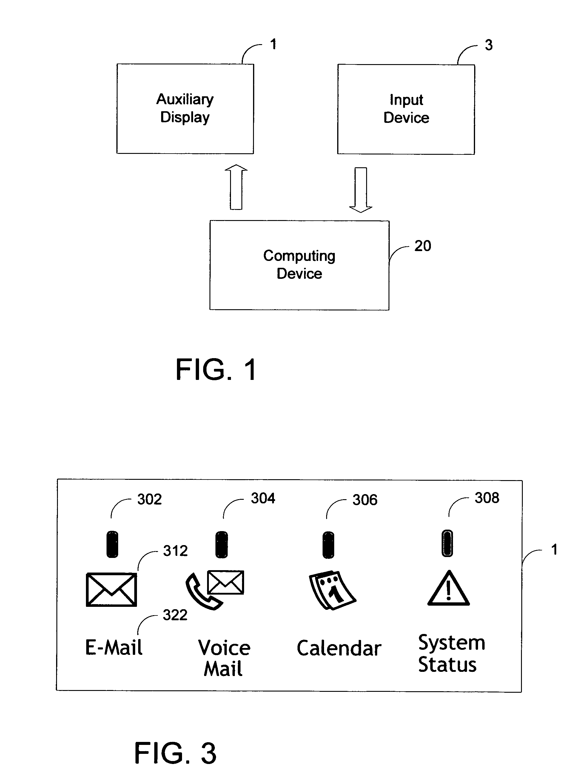 Method and system for auxiliary display of information for a computing device