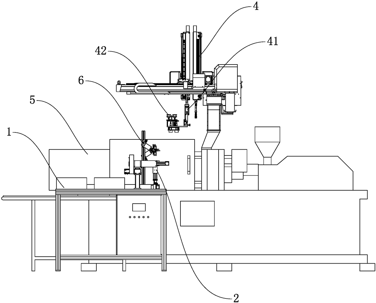 Automatic embedment injection molding production line for bearing roller