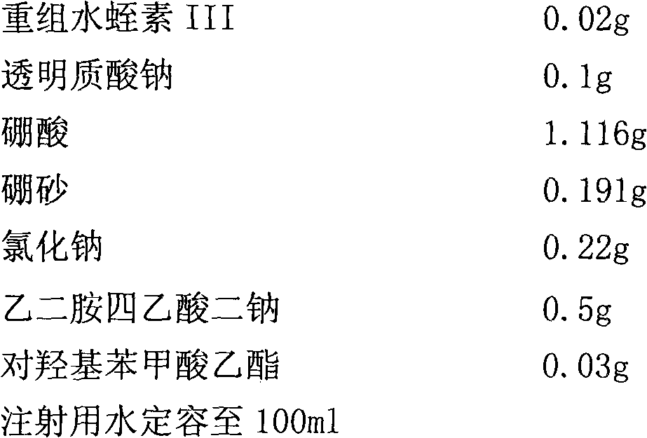 Recombinant hirudin eye drops and preparation method thereof