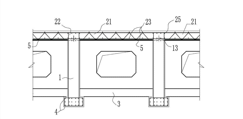 Simply supported prefabricated integrally-cast superposed bridge and construction method thereof