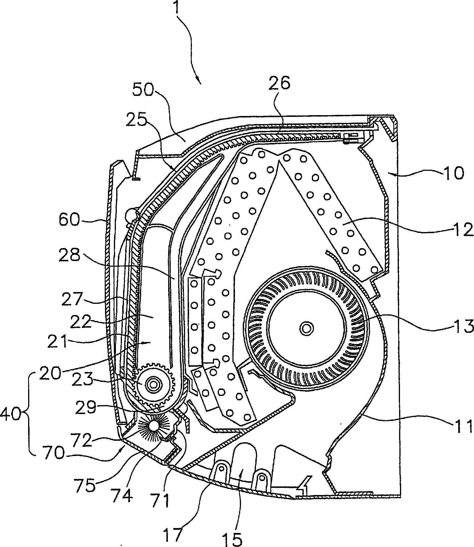 Filter cleaning mechanism for air conditioning apparatus