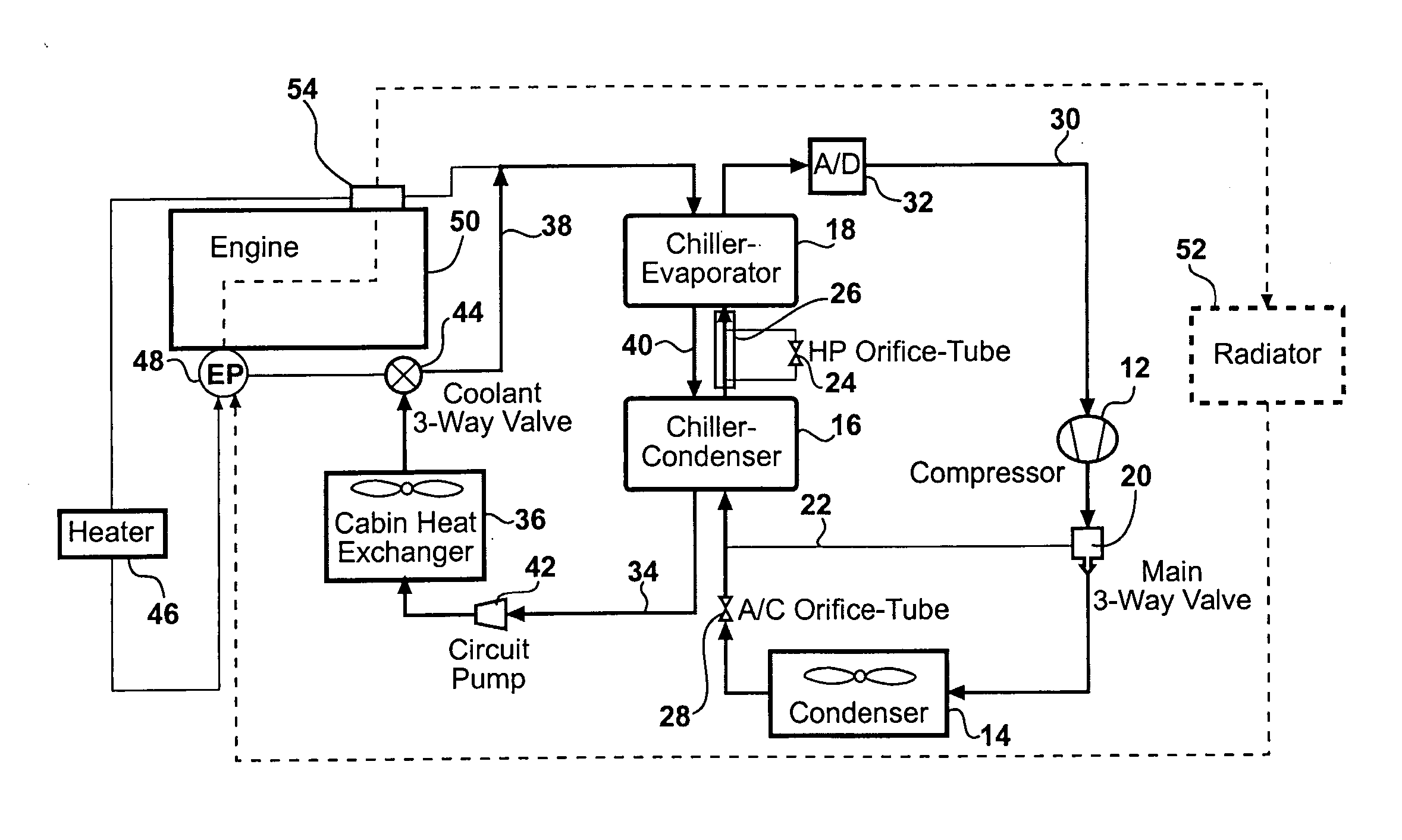 Heat pump with secondary loop air-conditioning system