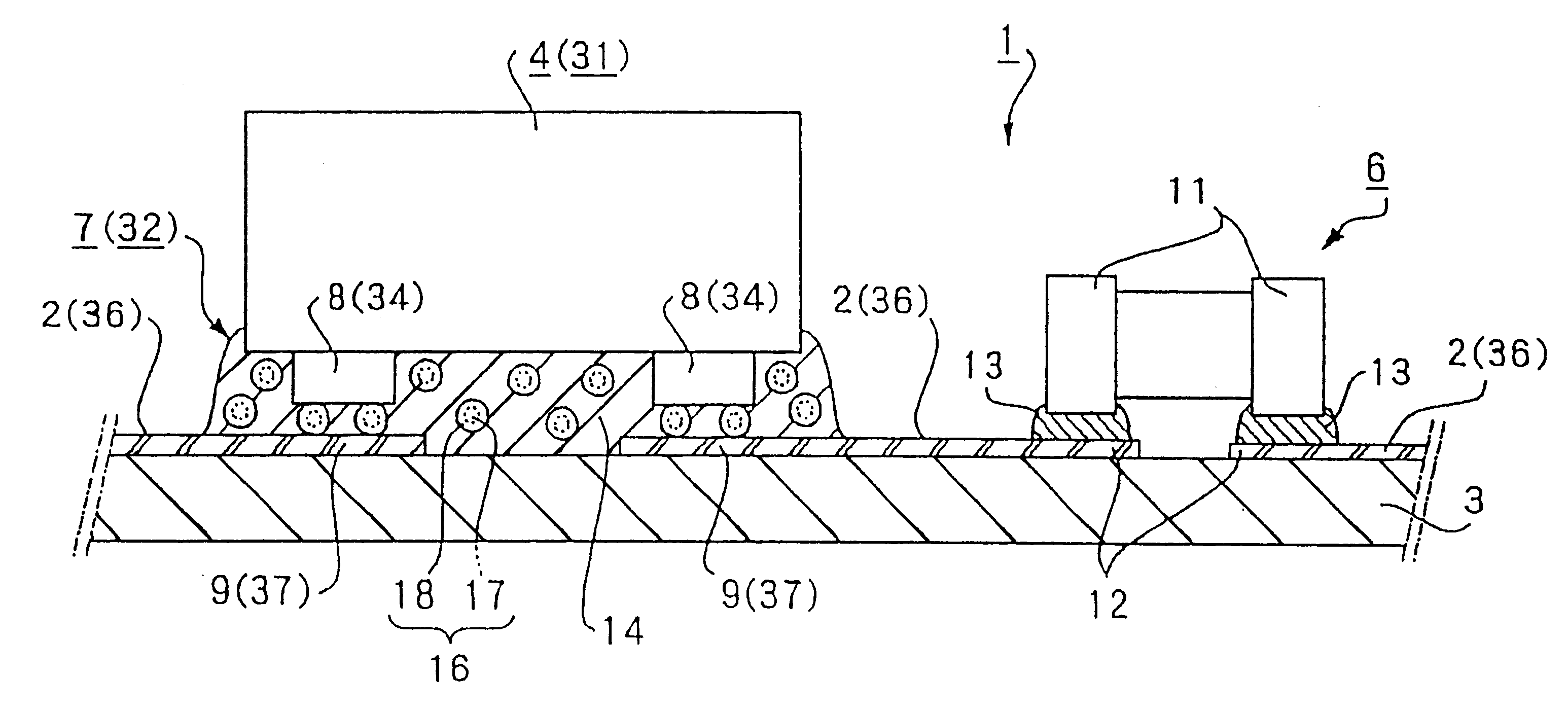 Conductive adhesive with conductive particles, mounting structure, liquid crystal device and electronic device using the same
