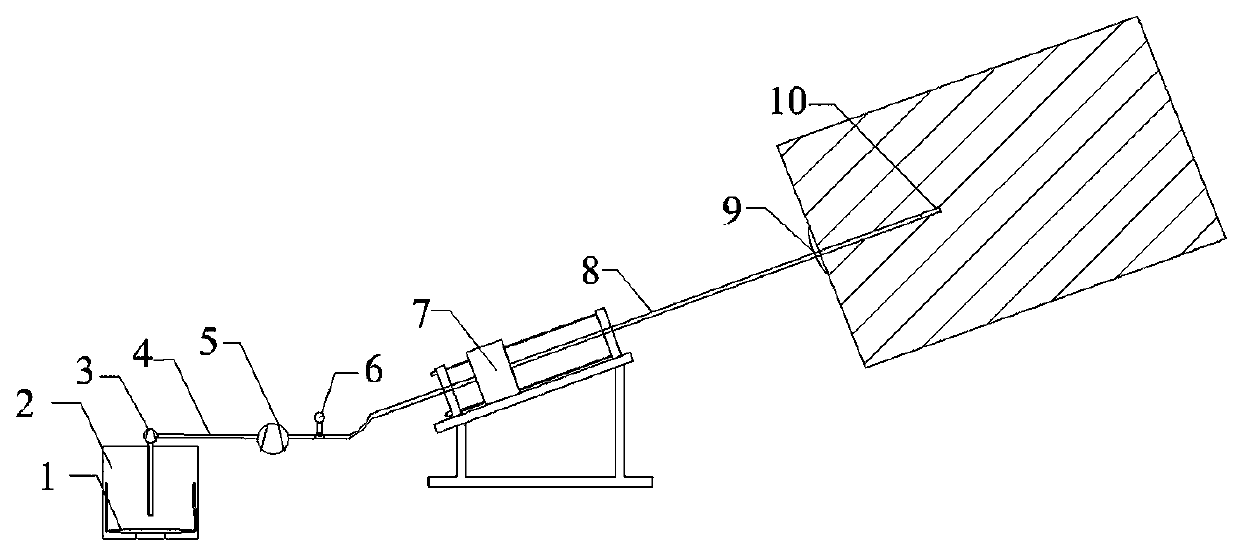 Carving device and method for front mixing type abrasive water jet directional cutting top plate