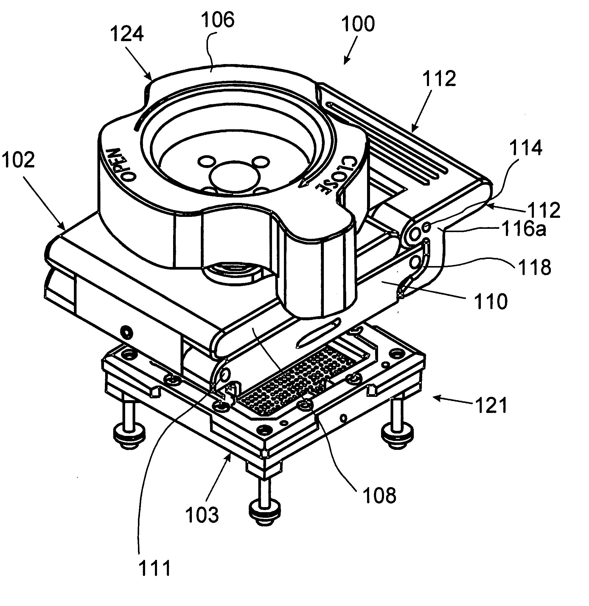 Object-clamping lid subassembly of a test socket for testing electrical characteristics of an object