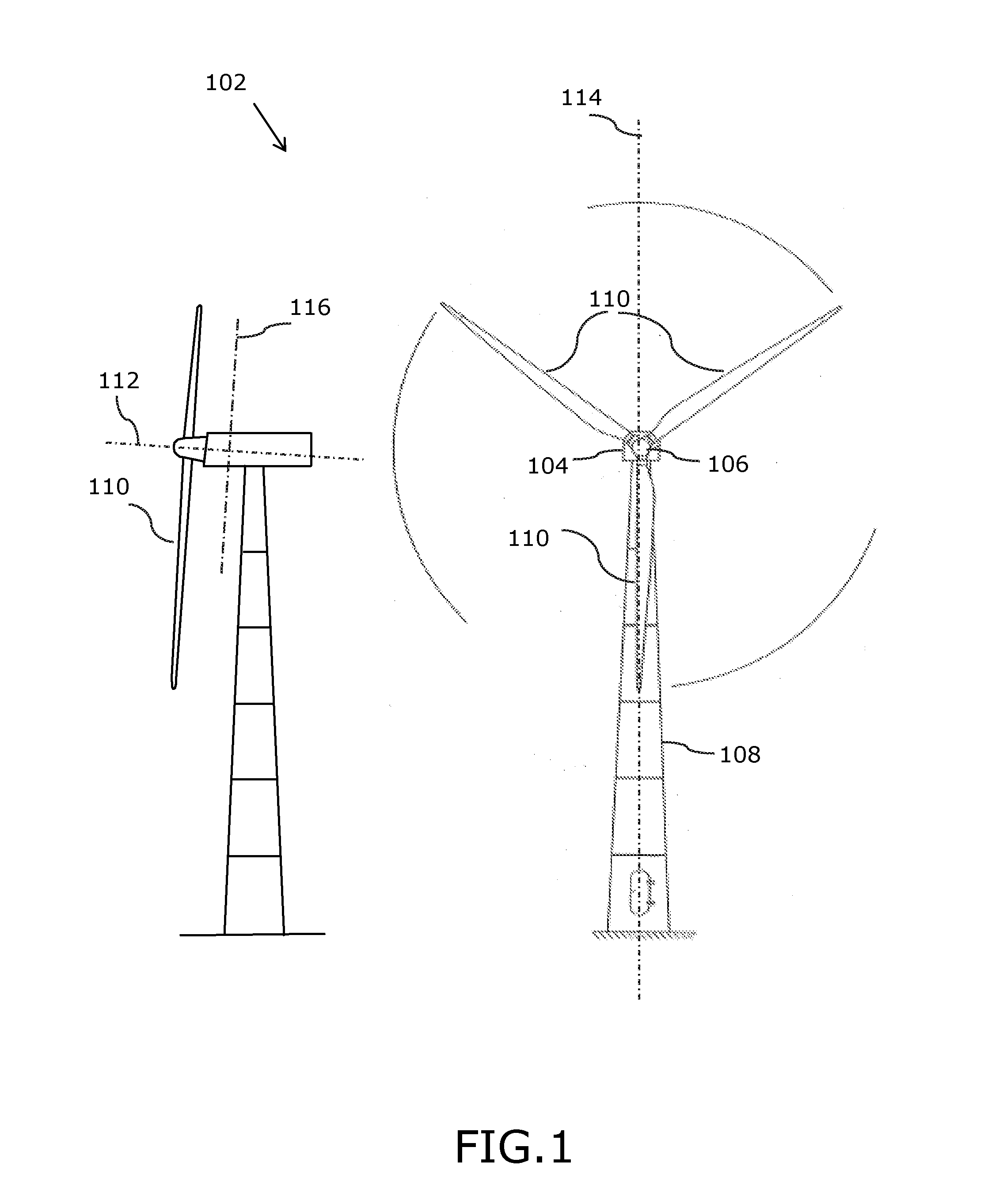 Wind turbine with bearing support