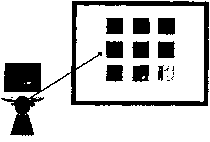 Method for reproducing colors from display to projector by utilizing human eyes