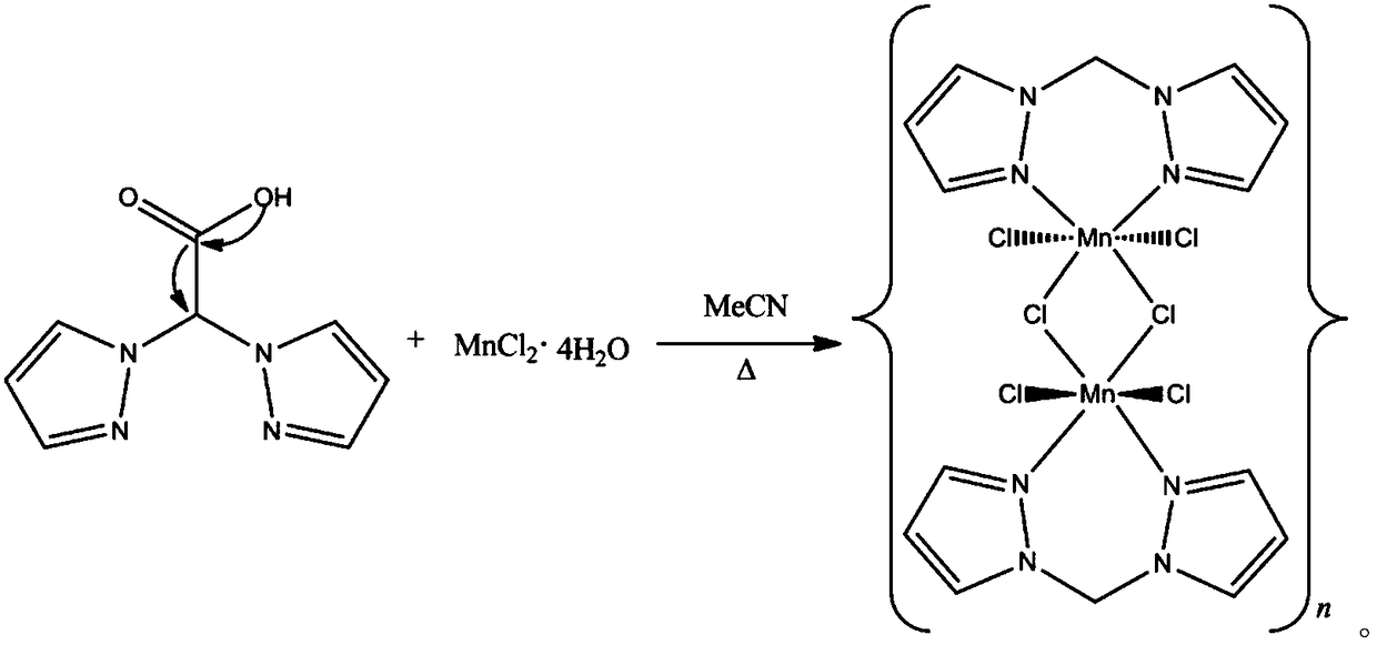 1,1-dipyrazolemethane binuclear manganese polymer and its in-situ decarboxylation synthesis method and application