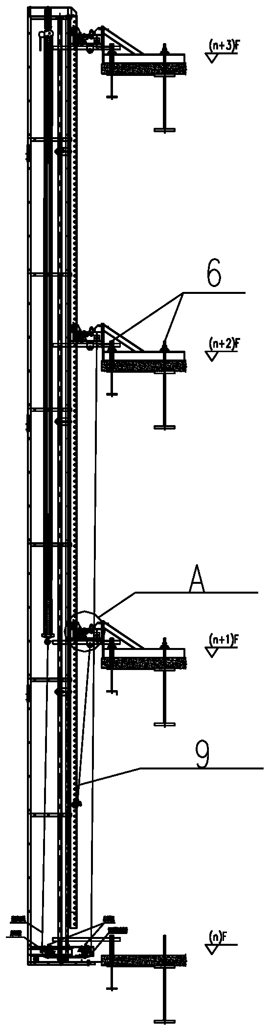 Light self-climbing shield frame system and construction method thereof