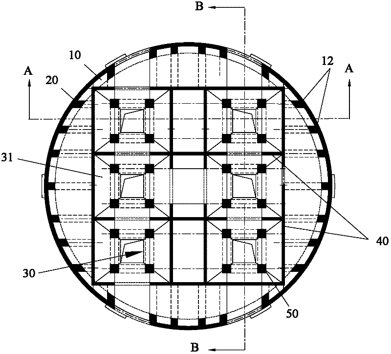 Cylindrical silo and silo bottom structure thereof