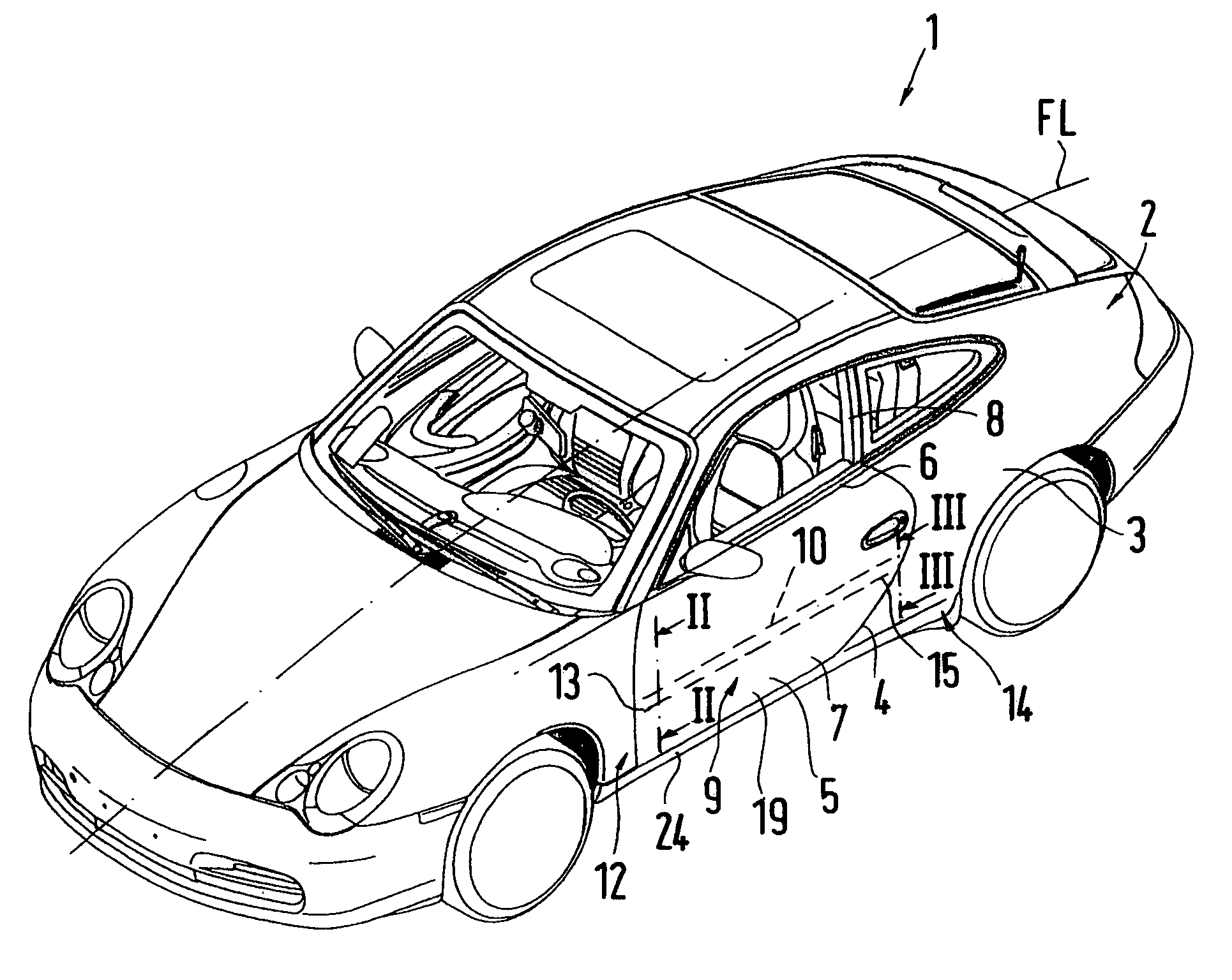 Motor vehicle door with a lateral impact protection device