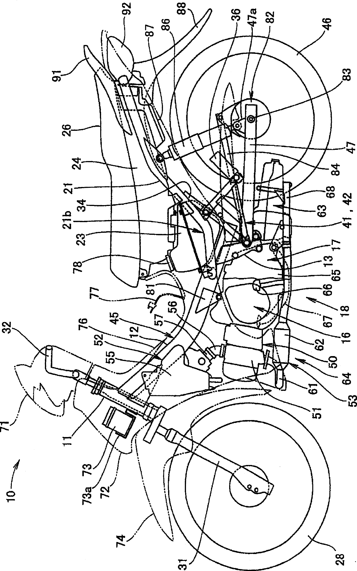 Frame structure of two-wheels motorcycle