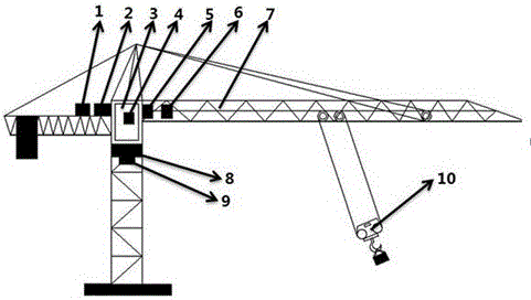 Building tower type crane anti-swing device