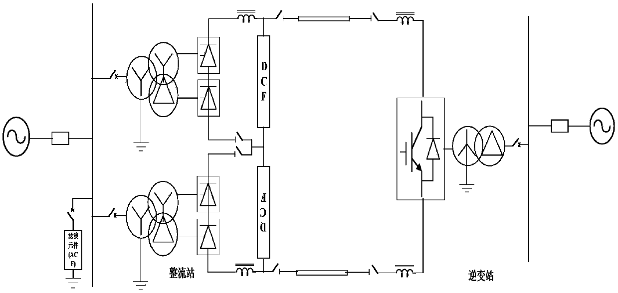 Hybrid DC transmission system with fault processing function