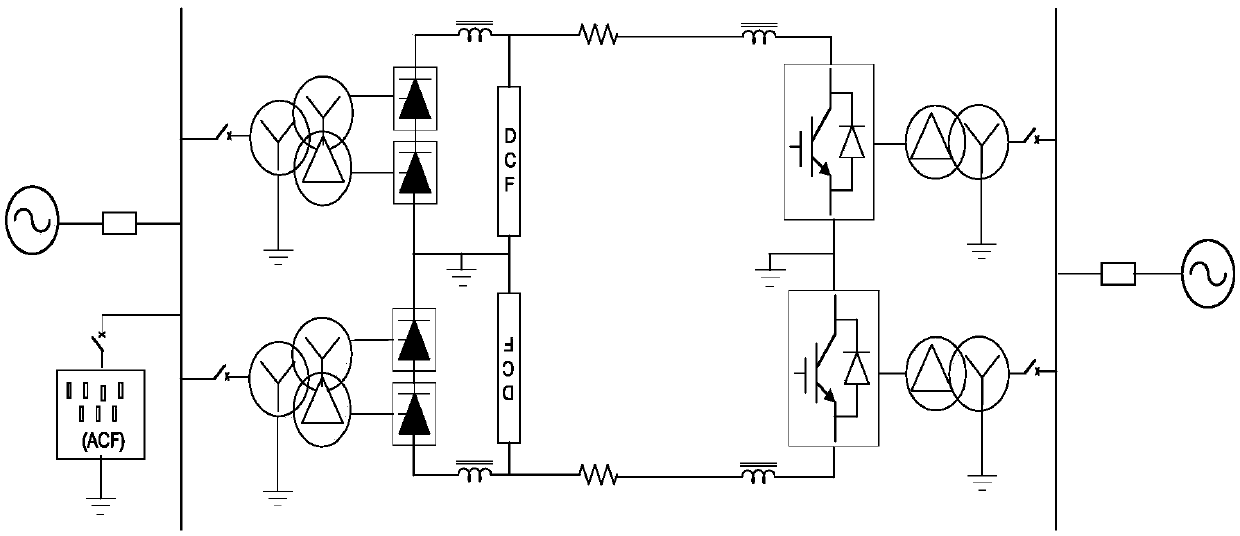 Hybrid DC transmission system with fault processing function