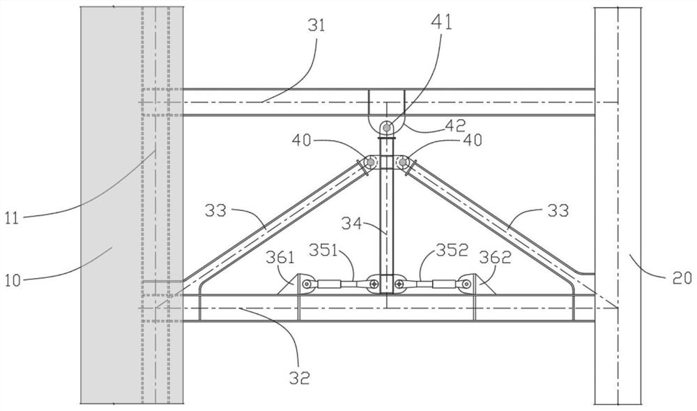 Energy dissipation extension arm capable of amplifying interlayer deformation and method thereof